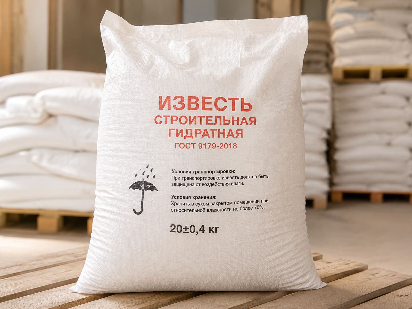Известь в мешках